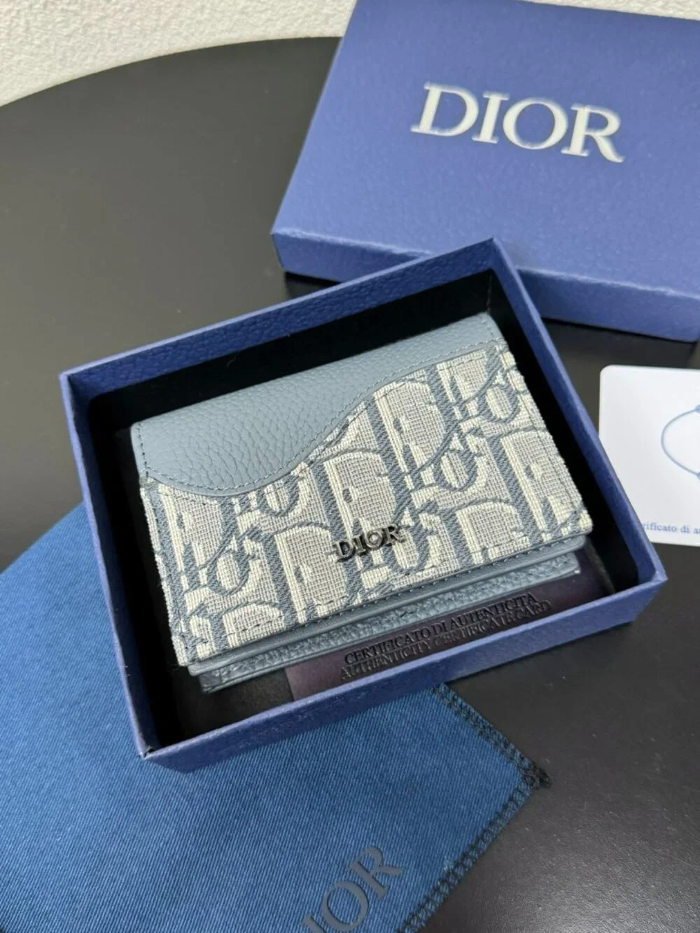 Dior. Saddle Logo Leather Card Holder
